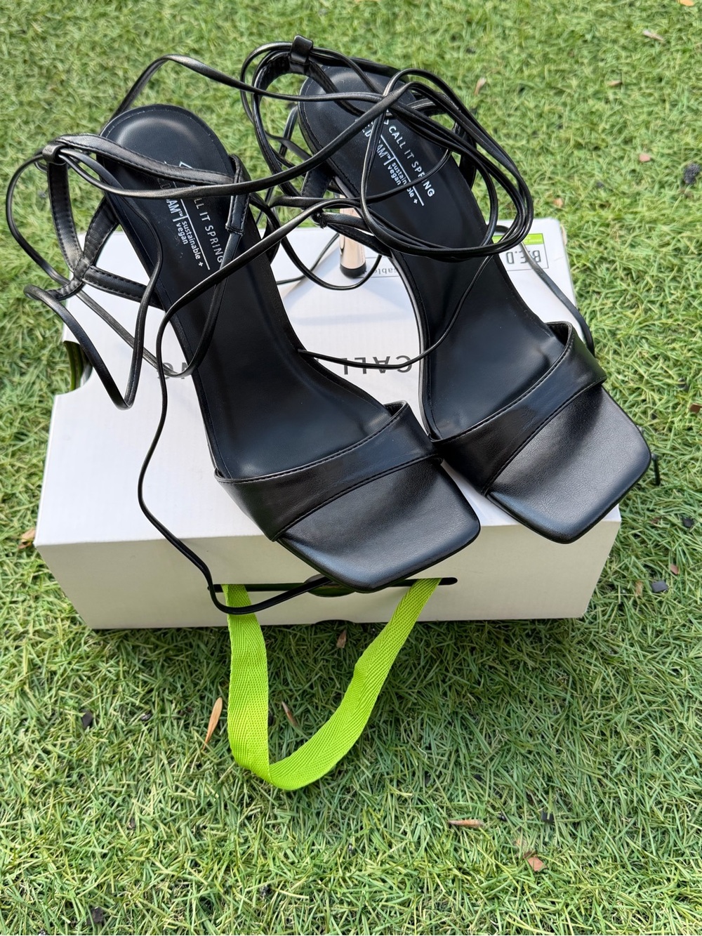 Call It Spring Black Strappy Stiletto Heels